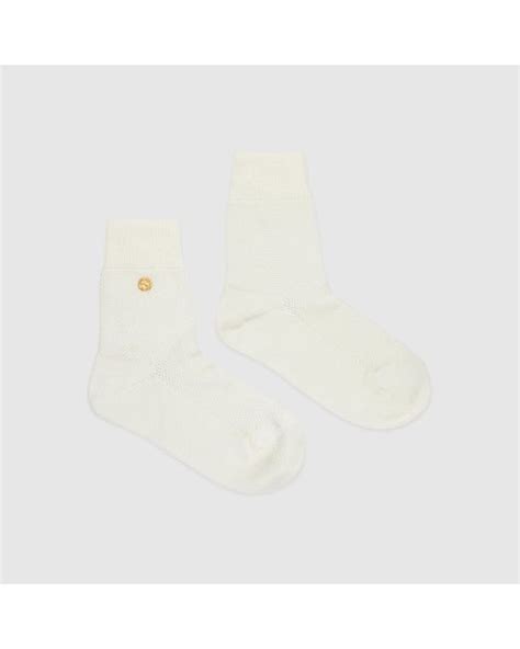 Cotton blend socks with Interlocking G in white 